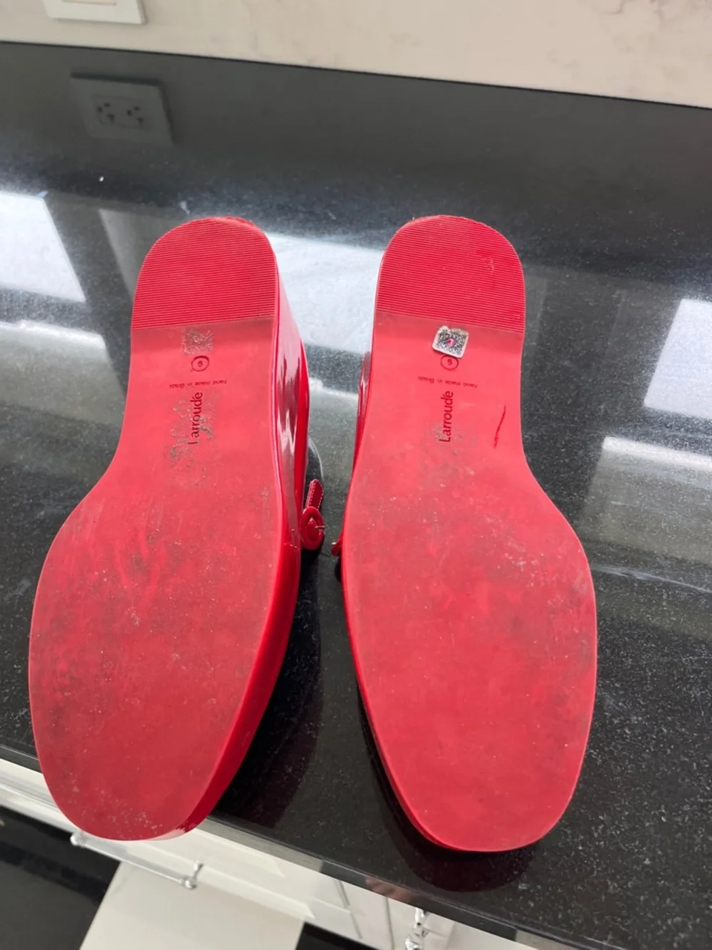 Larroude Red Patent Mary Jane Platform Shoes